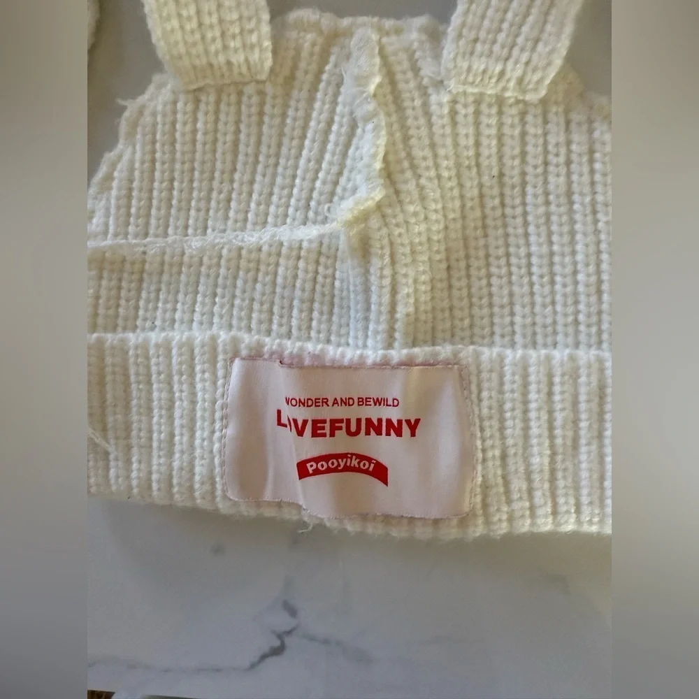 Kids White Bunny Ear Hat